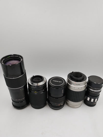 Untested camera lenses bundle with 5 lenses
