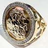 9ct yellow gold St George's ring with diamond size Q 1/2