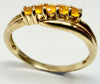 9ct yellow gold five stone orange gem stone ring size N 1/2