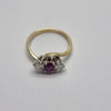 9ct Gold Ruby and Diamond Three Stone Hallmarked Ring size L