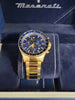 Maserati Mens Watch Sfida Blue dial / brushed Gold