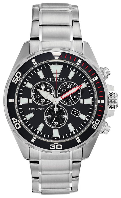 Citizen Men's Eco-Drive Chronograph Stainless Steel Watch AT2438-53E.