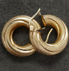 9ct Yellow Gold Hollow Textured Large Huggie Earrings
