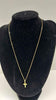 9ct Yellow Gold Thin Curb Chain With Small Cross Pendant - 3.97 Grams - 18" Long