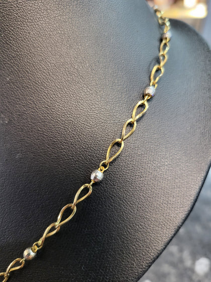 14CT - Yellow Gold Necklace with Silver Balls - 5.35g - 20
