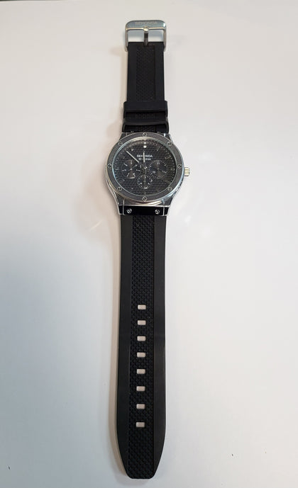 Sekonda Titan Men’s Watch | Silver Alloy Case & Black Silicone Strap with Black Dial | 30230