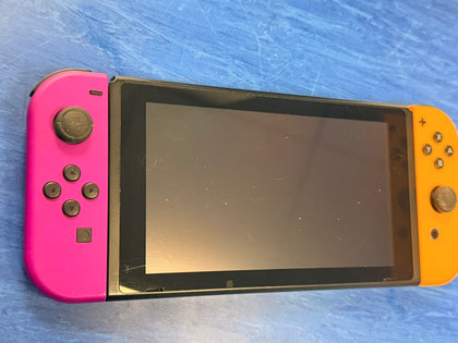 nintendo switch console purple and orange joycons