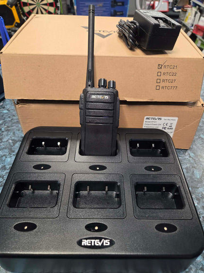 6 walkie talkies with charger bay