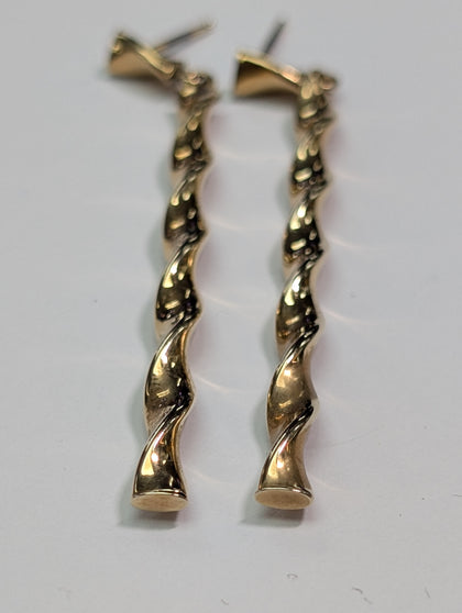 9ct Gold Drop Twist Earrings