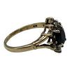 9ct 2.53gram  yellow gold ring with 1 black and small stones -1 stone missing