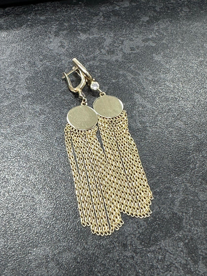 14ct gold long tassels earrings 7,85g.