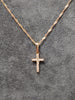 14ct Rose Gold Double-Sided Clear/Black Stone Set Cross & Singapore Chain 20"
