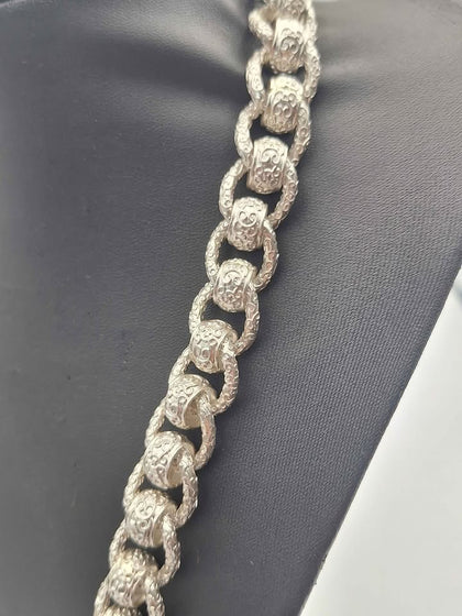 925 Sterling Silver Roller-Ball Belcher Chain Chunky Albert Clasp - 24