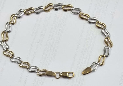 9ct White/Yellow Gold Bracelet 7.5