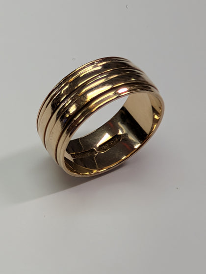 9ct Gold Barrel Wedding band Ring