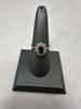 18ct Yellow Gold Blue and Clear Gem Ring - Size R/S