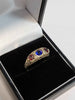 9ct Yellow Gold Ring with Blue and Red Stones - Size N - 2.5g