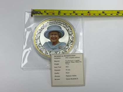 2021 Proof Ltd Ed Queen Elizabeth II Platinum Jubilee 3” medallion