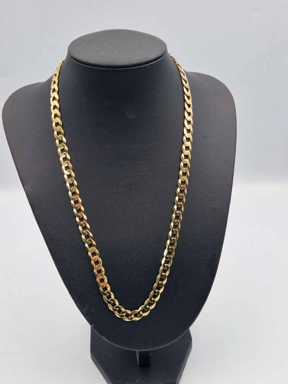 9ct Yellow Gold Curb Chain Necklace - 7mm Thick - 25.97 Grams - 20