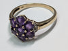 9CT GOLD PURPLE STONE RING SIZE P 1/2