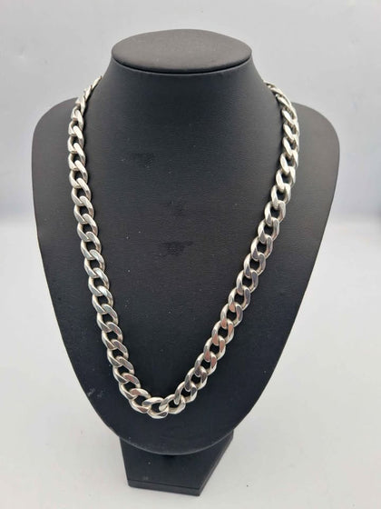 925 Sterling Silver 10mm Wide Thick Curb Chain Necklace - 92.99 Grams - 20