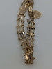 375 9CT HALLMARKED, YELLOW GOLD, 4 BAR GATE LINK BRACELET WITH HEART PADLOCK, 7", 4.45G