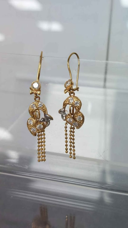 916 22K YELLOW GOLD, BALI DROP EARING, HOOK LOCK, 4.07G, BOXED, PRE OWNED