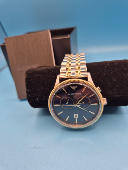 Emporio Armani Watch Chronograph Two Tone Blue AR1847