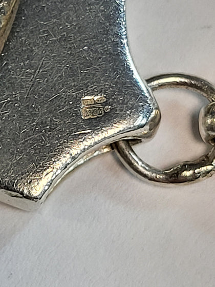 925 Silver Curb Link Bracelet with Clear Stones - approx. 9