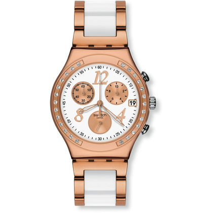 *Summer Sale* Ladies Swatch DreamWhite Rose Chronograph Watch YCG406G