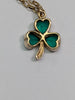 9ct Gold Emerald Three Leaf Clover Pendant & Chain