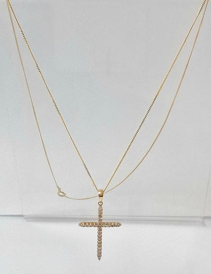 14 Carat Gold Chain and Diamond Cross