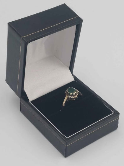 (9K Hallmarked&Tested), Gold Ring With Green Stone, 2.2g, Size K