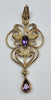 9ct Gold Pendant with Purple Stones