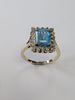 9ct Gold Diamond Ring With Large Blue Stone Size Q