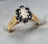 18ct Yellow Gold Diamond Sapphire Ring Size "M"