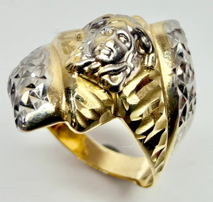 14ct Yellow and White gold Jesus Ring Size O