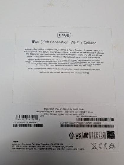 APPLE IPAD 10TH GEN WIFI/ CELLULAR BOXED PRESTON STORE