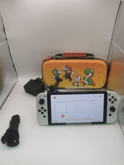 Nintendo Switch OLED 64GB Console with white Joycons Unboxed with Charger and Carry Case