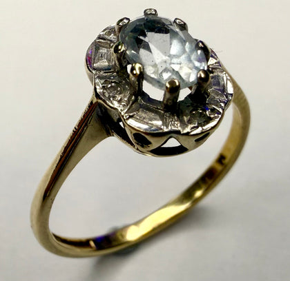 9ct Gold Diamond & CZ Ring Size K 1/2