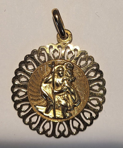 9ct Yellow Gold St Christopher Pendant - 2.24G - Hallmarked