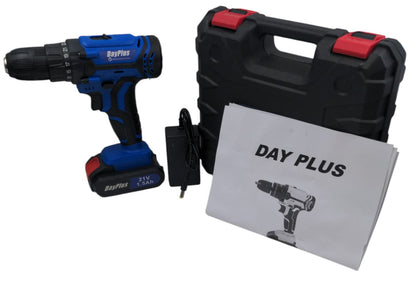 Day Plus Cordless Drill with 21V 1.5Ah Battery, Charger and Hard Case