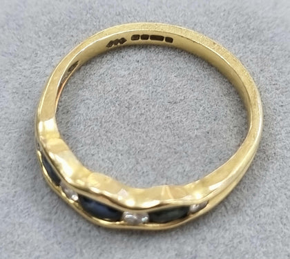 18ct Gold Diamond & Sapphire Ring.