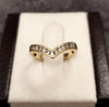 9ct Yellow Gold & Clear Stone Wishbone Ring -  Size J