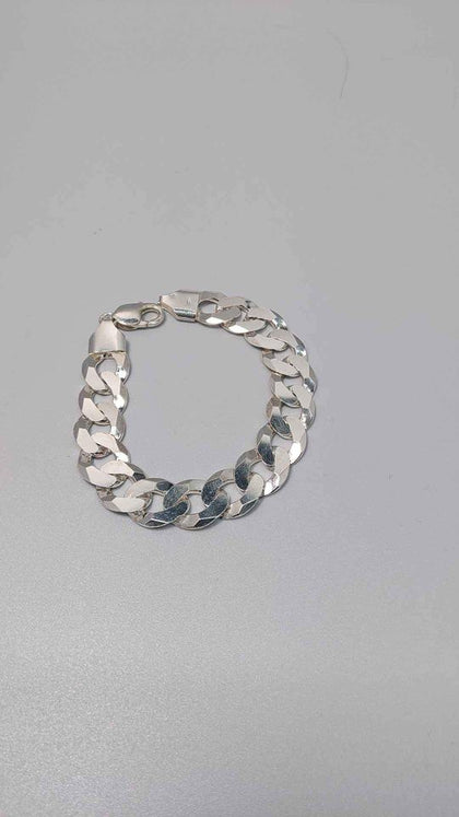 925 Sterling Silver Thick Curb Bracelet - 41.73 Grams - 9