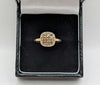 375 9CT Hallmarked, Yellow Gold, Cushion-Shaped Halo cluster cocktail ring, Size N, 1.9g