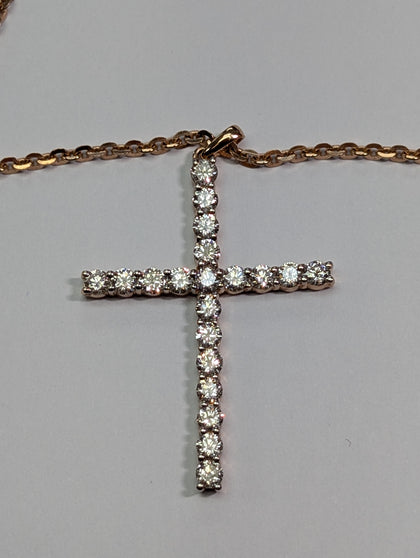 Silver Rose Gold Plated Cross Necklace