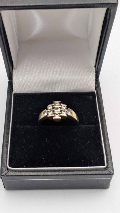 **20% OFF** 9ct Yellow Gold & Cubic Zirconia Set Cluster Ring - Size L - 2.89 Grams