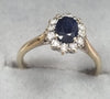 9ct White Gold Daimond /Sapphire Ring Size L1/2