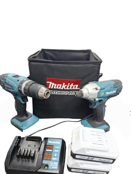 MAKITA CORDLESS IMPACT DRIVER DRILL AND COMBI DRILL IN CARRY CASE, 2X 1.5AH LI-ION BATTERY AND CHARGER